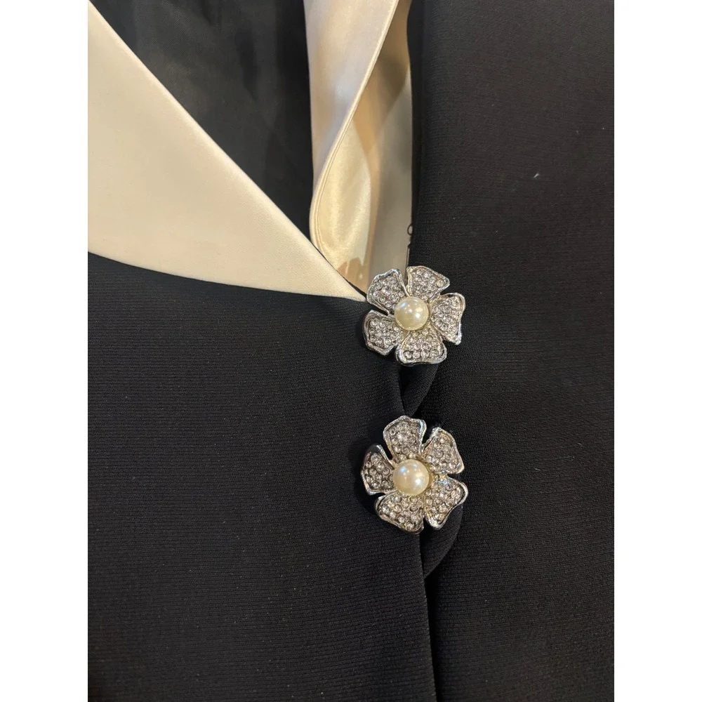 NWT Shani Blazer Dress Ivory Trim Rhinestone Buttons Size 18 Career Cocktail VTG
